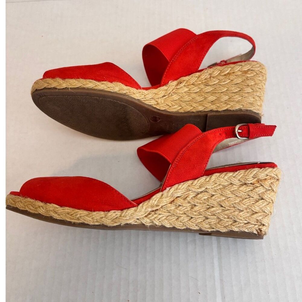 BANDOLINO Red Wedge Women's Espadrille Open Sling Back Open Toe Sandals 9M - Picture 5 of 9